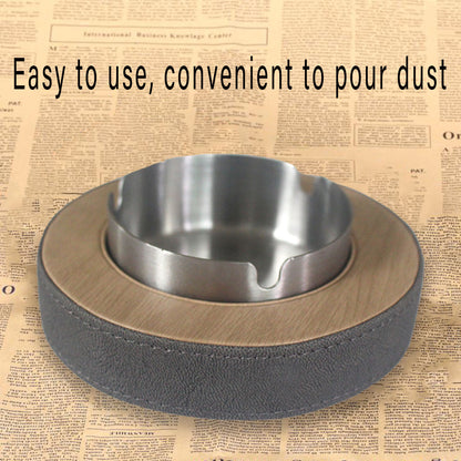 Leather Tissue Box Holder with Stainless Steel Ashtray for Hotel & Home Use