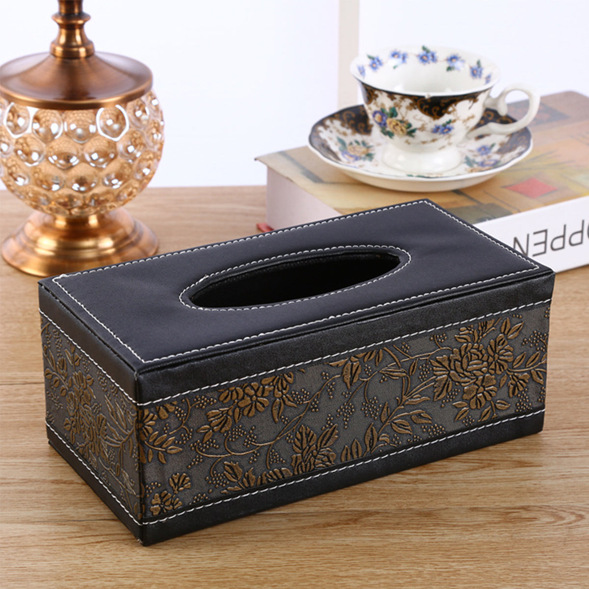 PU Leather Tissue Box Holder for Hotel and Office Table Decor