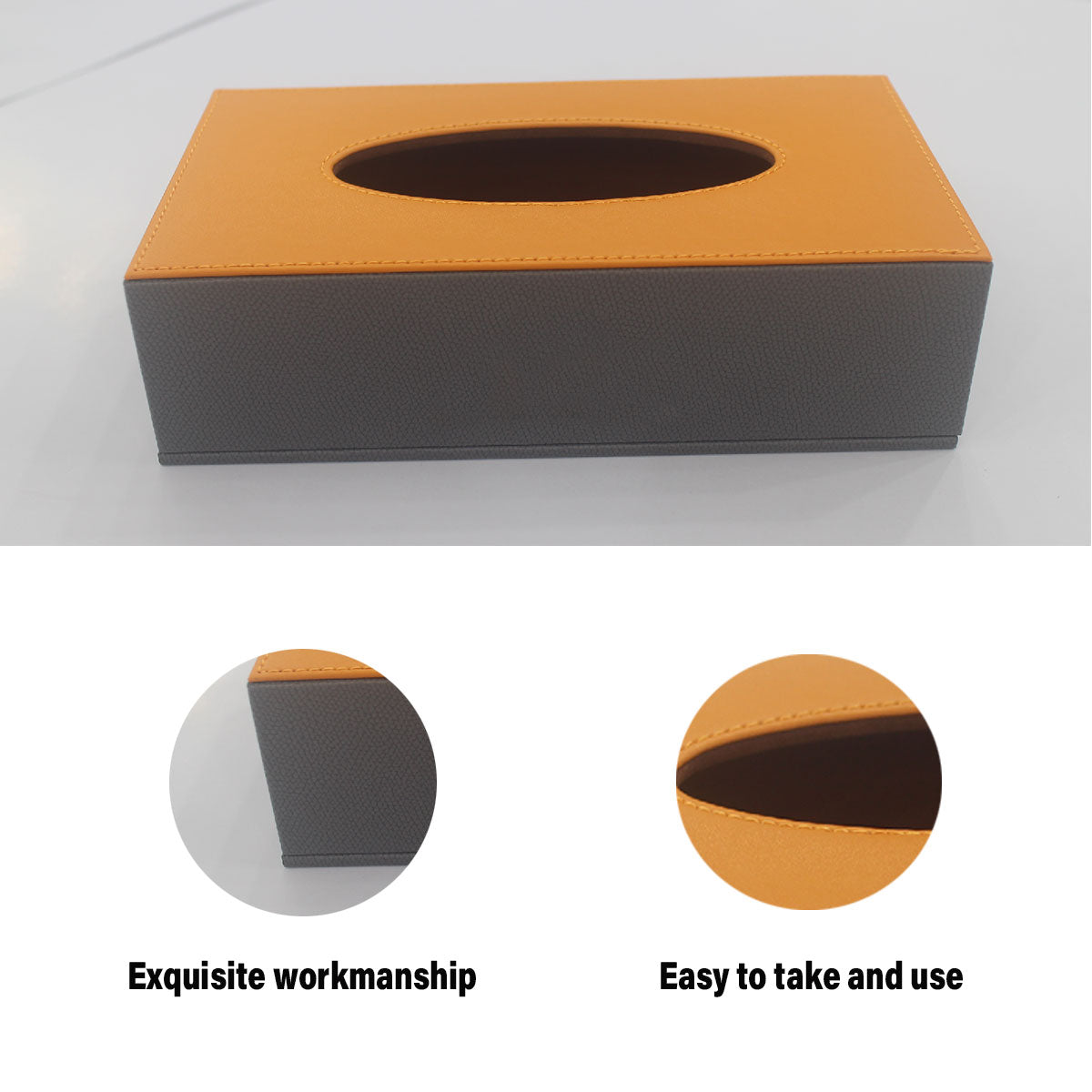 Leather Tissue Box Holder Organiser for Hotel Rooms and Offices