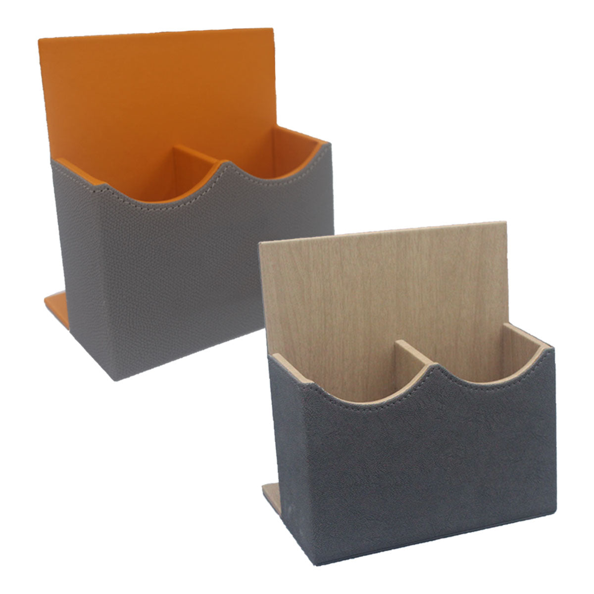 Hotel Leather Remote Control Holder Desk Caddy with 2 Slots