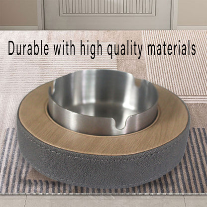 Leather Tissue Box Holder with Stainless Steel Ashtray for Hotel & Home Use