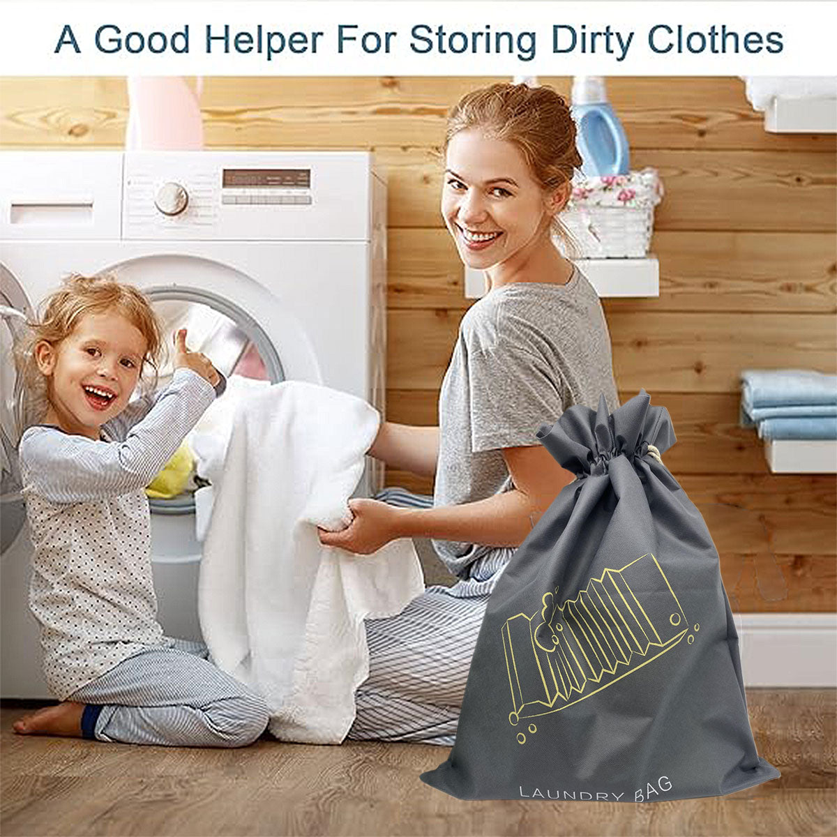 50 PCS Drawstring Laundry Bags Large Non Woven for Travel Hotels