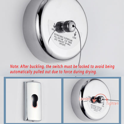 No Drill Retractable Clothesline 2.8m for Indoor Outdoor Hotel Laundry