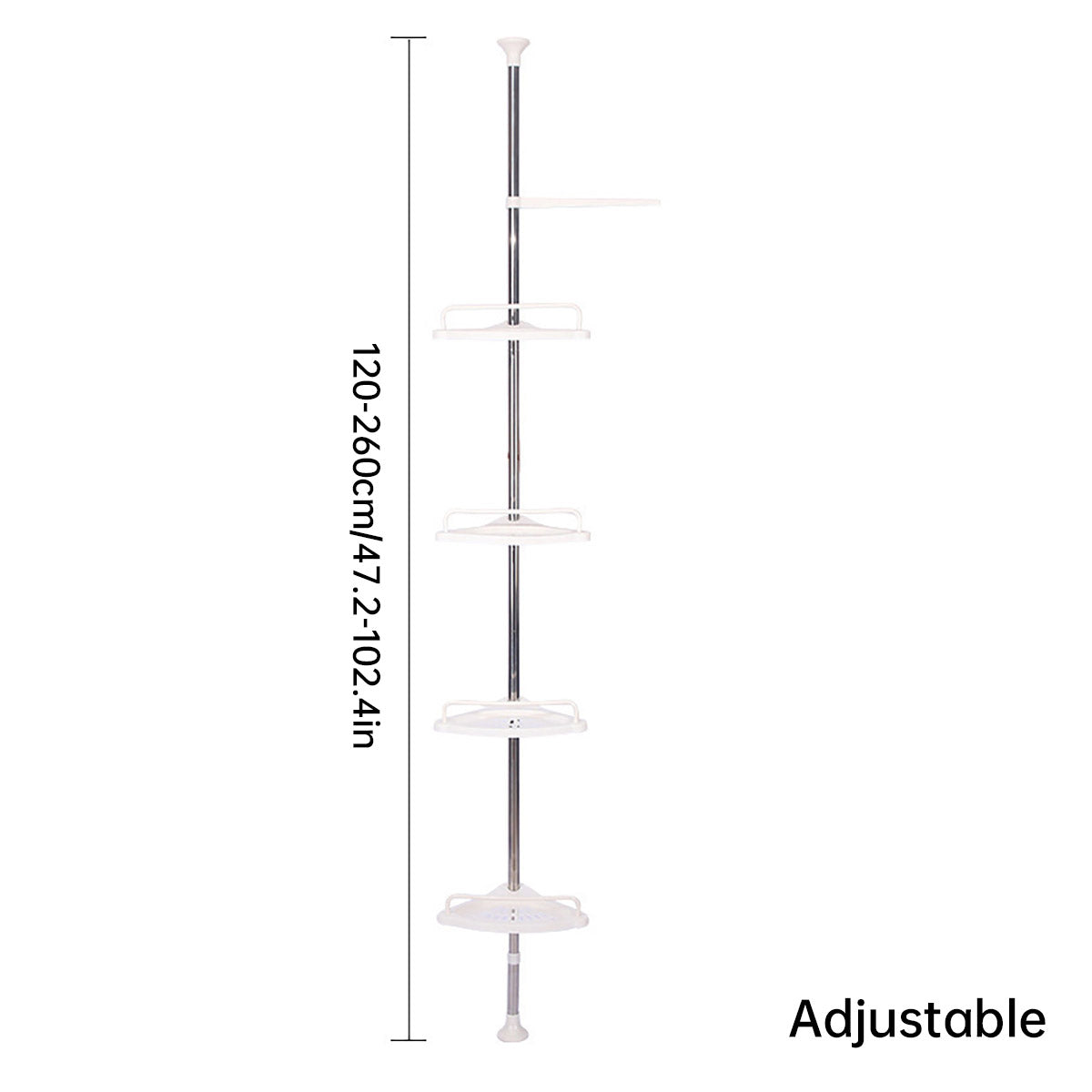 4 Shelves Retractable Bathroom Storage Shelf with Tension Rod