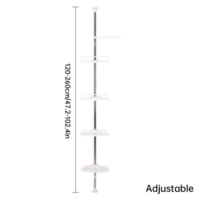 4 Shelves Retractable Bathroom Storage Shelf with Tension Rod