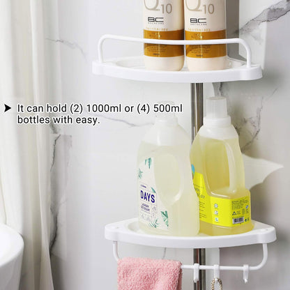 4 Shelves Retractable Bathroom Storage Shelf with Tension Rod