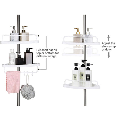 4 Shelves Retractable Bathroom Storage Shelf with Tension Rod