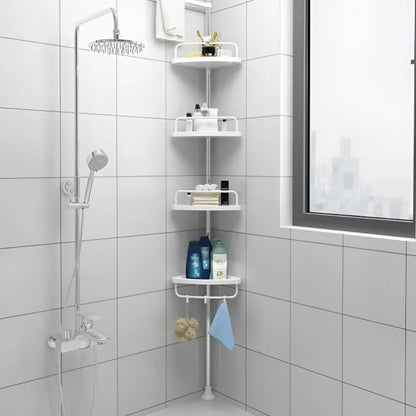 4 Shelves Retractable Bathroom Storage Shelf with Tension Rod