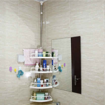 4 Shelves Retractable Bathroom Storage Shelf with Tension Rod