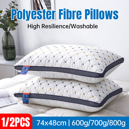 1-2PCS High Rebound Washable Hotel Polyester Bed Pillow
