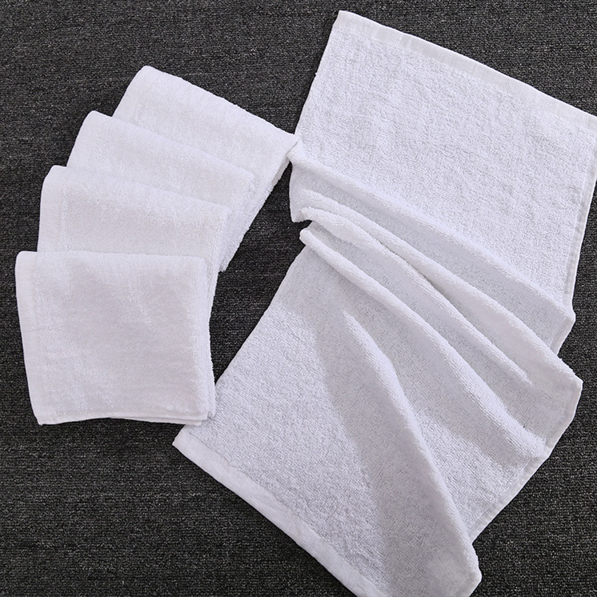 6pcs White Cotton Absorbent Bath Towels for Hotel & Home Use