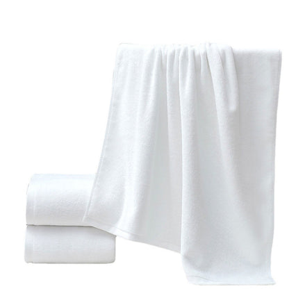 6 Pcs White Cotton Bath Towels Jacquard for Guest Bathrooms