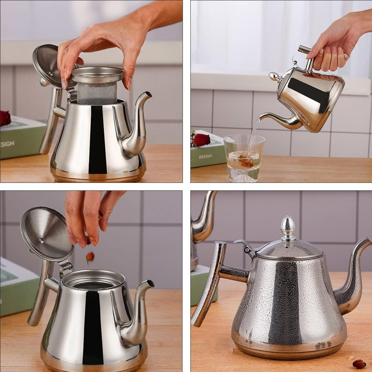 Thickened Stainless Steel Teapot Kettle With Strainer for Hotel Service