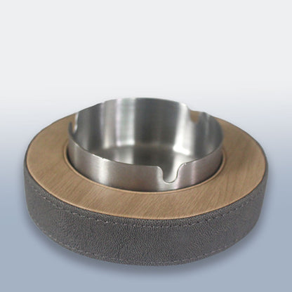 Leather Tissue Box Holder with Stainless Steel Ashtray for Hotel & Home Use