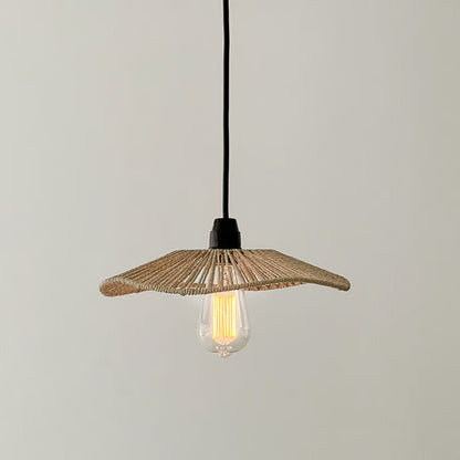 Handwoven Paper Rope Lamp Shade with Hollow Out Light Effect