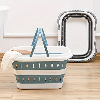 Large Folding Laundry Basket Plastic Dirty Clothes Hamper