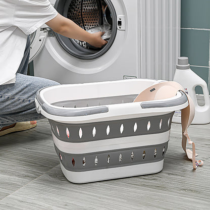 Large Folding Laundry Basket Plastic Dirty Clothes Hamper