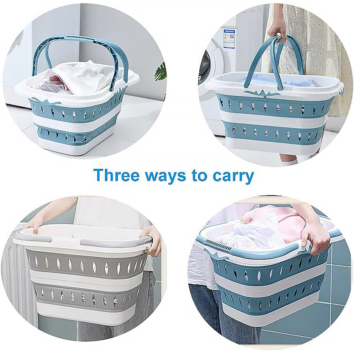 Large Folding Laundry Basket Plastic Dirty Clothes Hamper