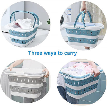 Large Folding Laundry Basket Plastic Dirty Clothes Hamper