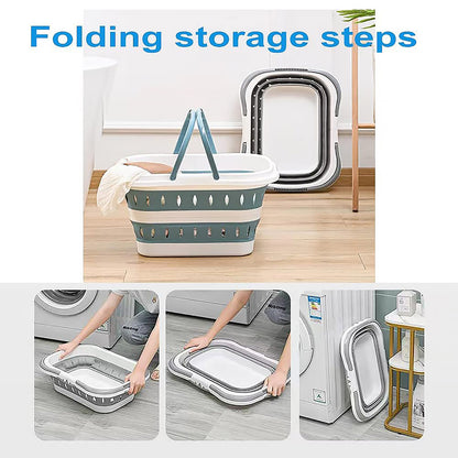 Large Folding Laundry Basket Plastic Dirty Clothes Hamper
