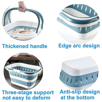 Large Folding Laundry Basket Plastic Dirty Clothes Hamper
