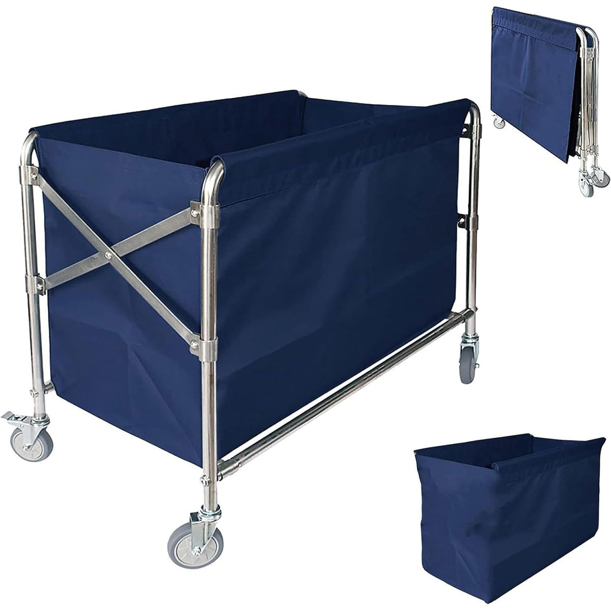 Folding Linen Trolley with Hand Push Design for Easy Storage and Sorting
