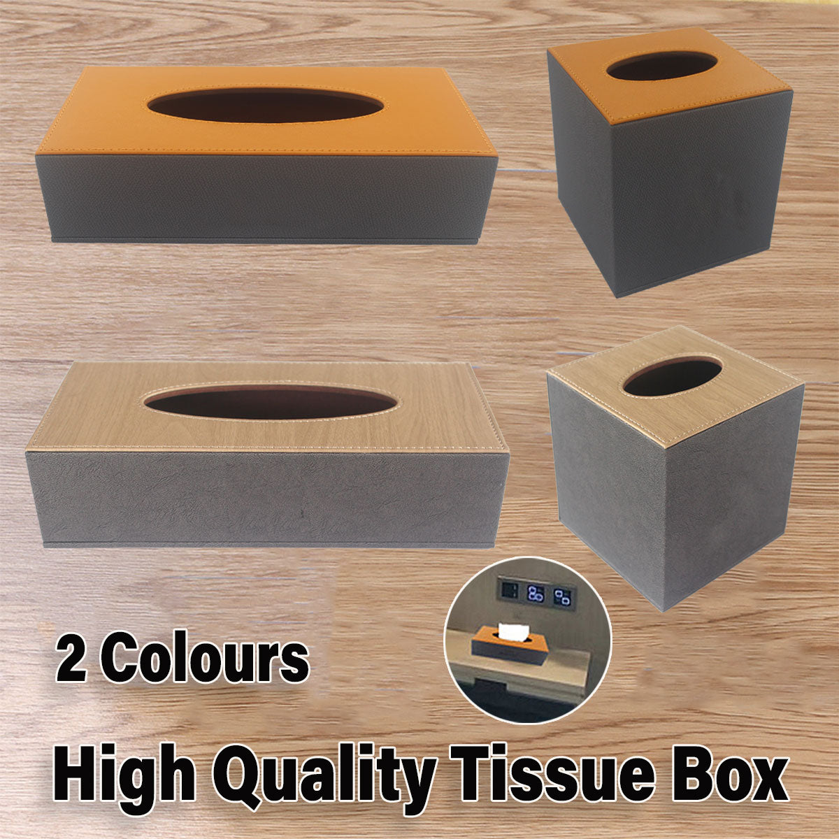 Leather Tissue Box Holder Organiser for Hotel Rooms and Offices