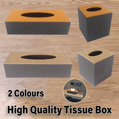 Leather Tissue Box Holder Organiser for Hotel Rooms and Offices