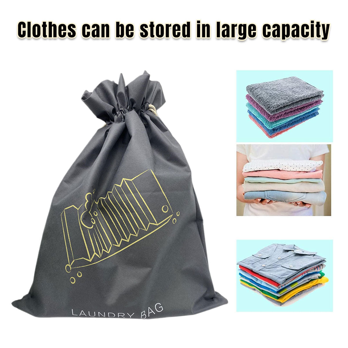 50 PCS Drawstring Laundry Bags Large Non Woven for Travel Hotels