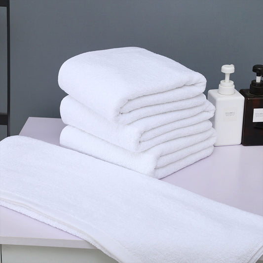 6pcs White Cotton Absorbent Bath Towels for Hotel & Home Use