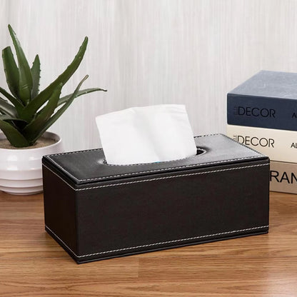 PU Leather Tissue Box Holder for Hotel and Office Table Decor