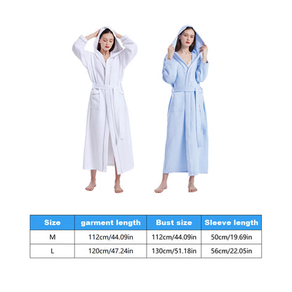 Hotel Hooded Cotton Waffle Bathrobe Long Quick Dry Unisex