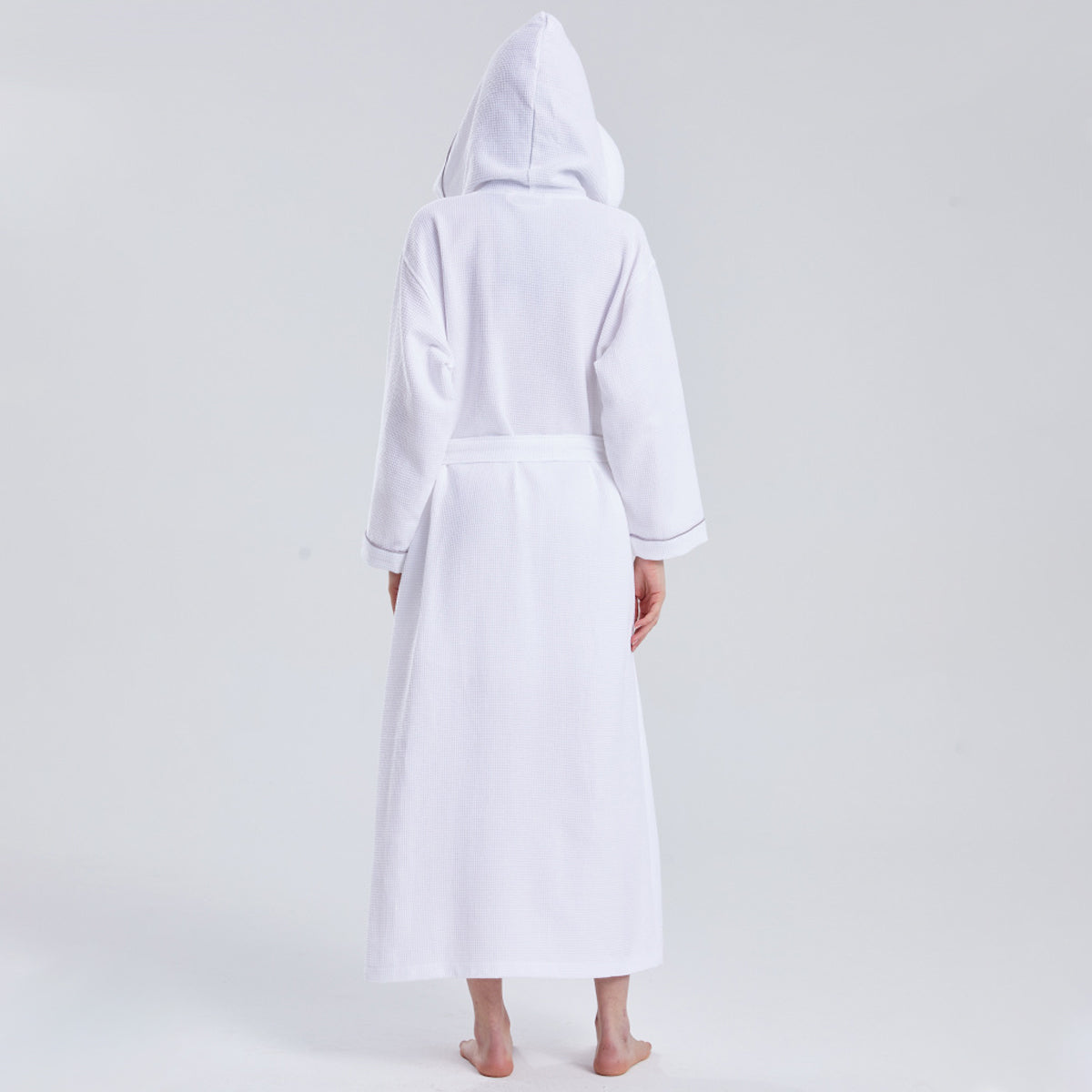 Hotel Hooded Cotton Waffle Bathrobe Long Quick Dry Unisex