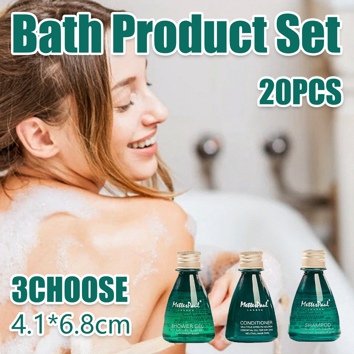 20 Pcs Hotel Travel Toiletry Bottles Shampoo Gel or Conditioner