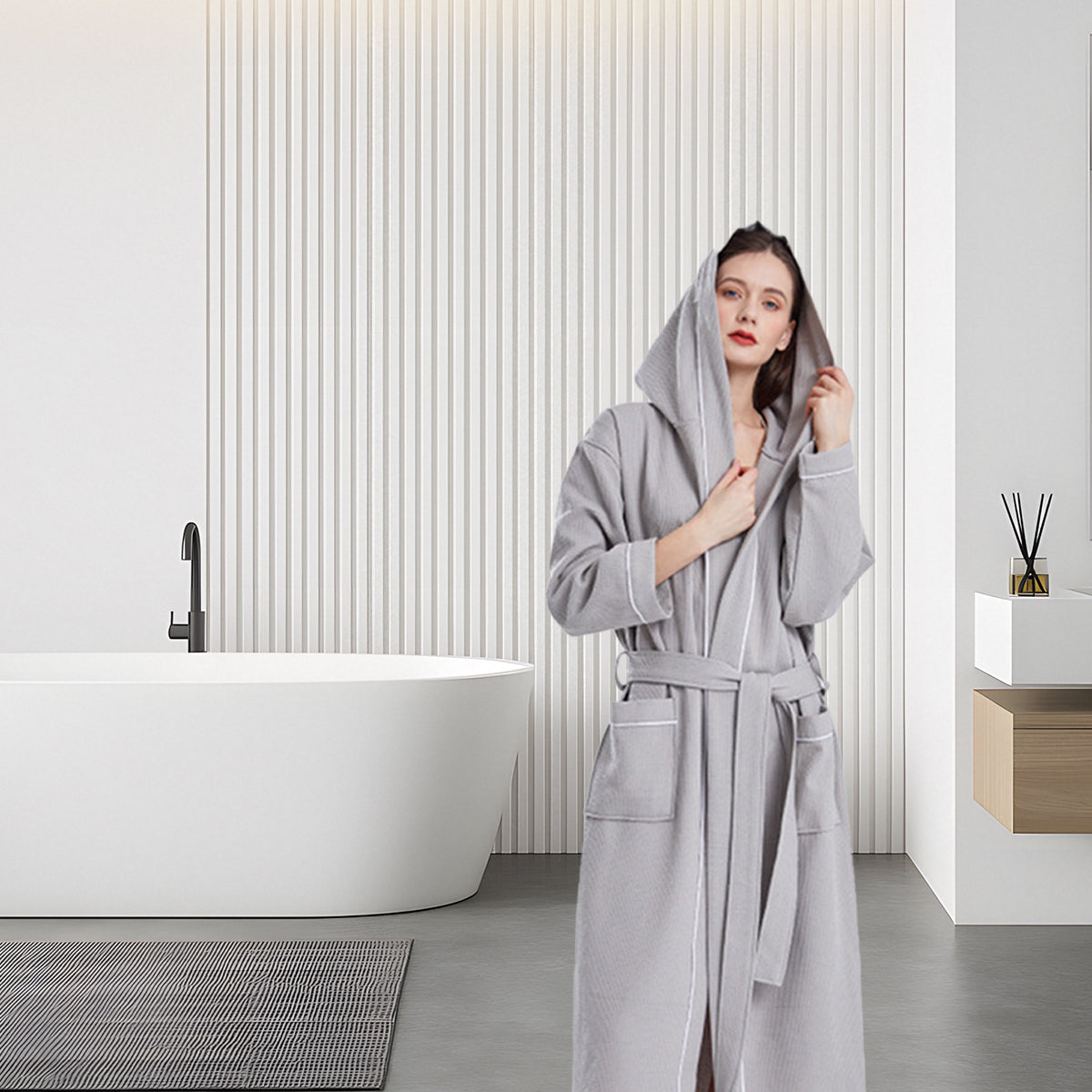 Hooded Bathrobe Quick Dry Absorbent for Daily Home and Hotel Use