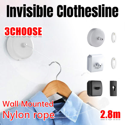 2.8m Stainless Retractable Clothesline Wall Mounted
