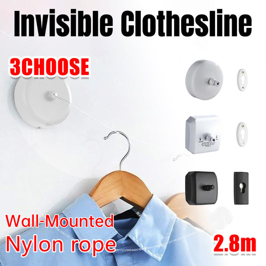2.8m Stainless Retractable Clothesline Wall Mounted