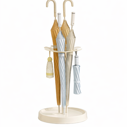 Umbrella Storage Rack with Drain Tray and Top Hooks