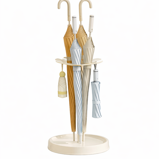 Umbrella Storage Rack with Drain Tray and Top Hooks