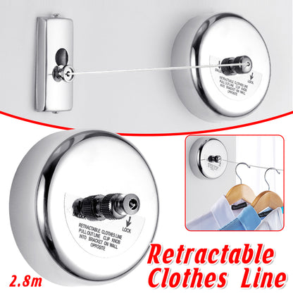 No Drill Retractable Clothesline 2.8m for Indoor Outdoor Hotel Laundry