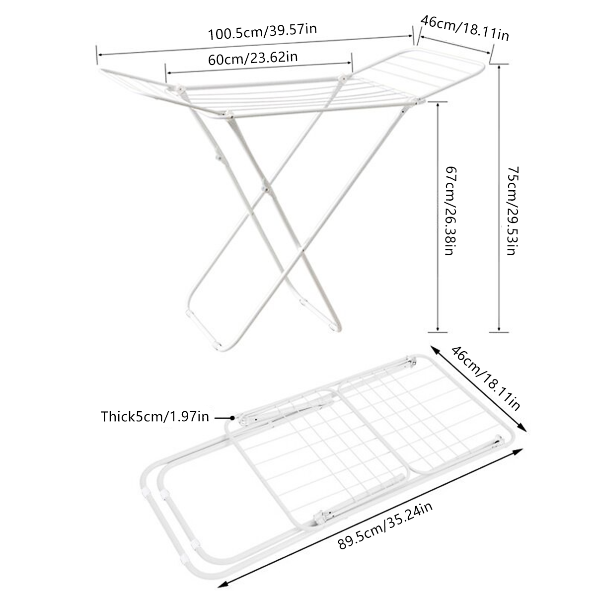Floor Standing Clothes Drying Rack Foldable Indoor Garment Drying Rack for Laundry