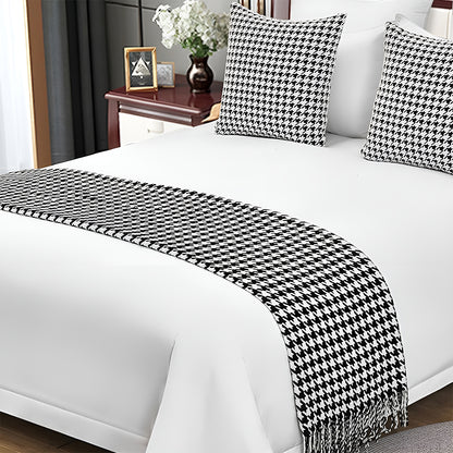 Hotel Houndstooth Bed Skirt Acetate Fabric for 120cm 180cm Beds