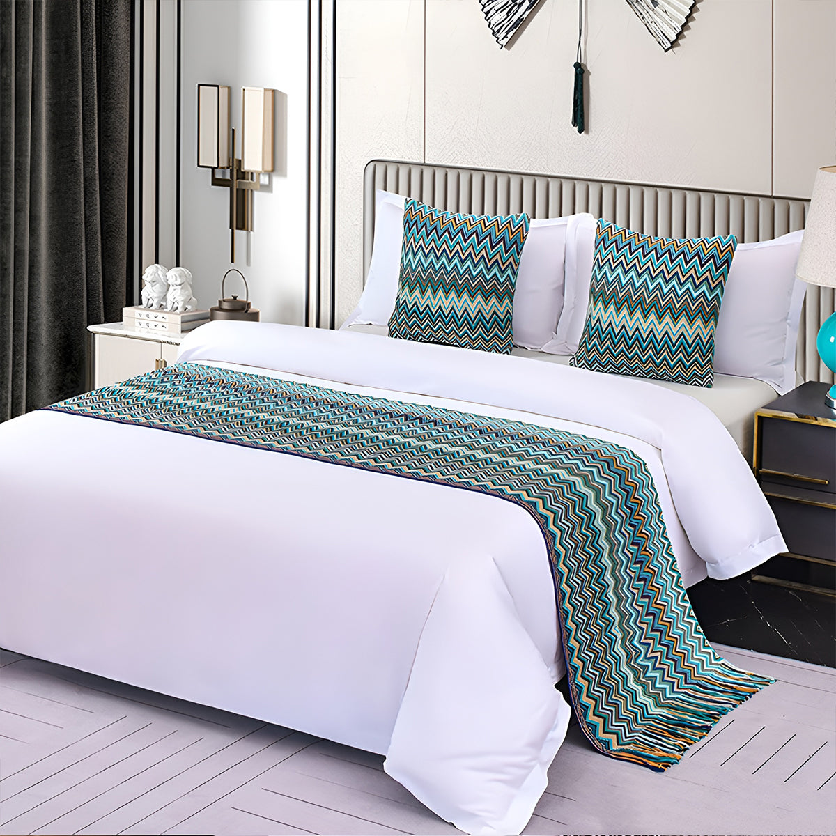 Hotel Houndstooth Bed Skirt Acetate Fabric for 120cm 180cm Beds