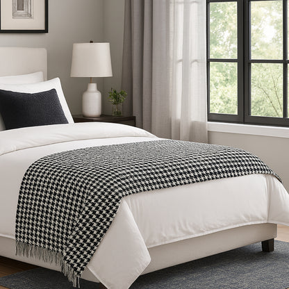 Hotel Houndstooth Bed Skirt Acetate Fabric for 120cm 180cm Beds