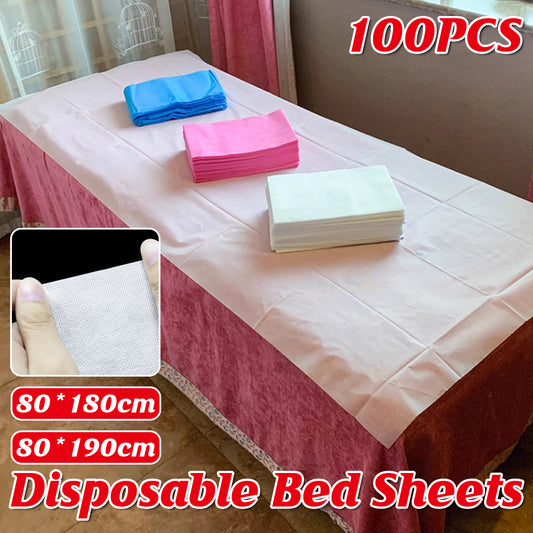 100pcs Non-Woven Breathable Bed Sheet for Hotel and Beauty Salon Spa