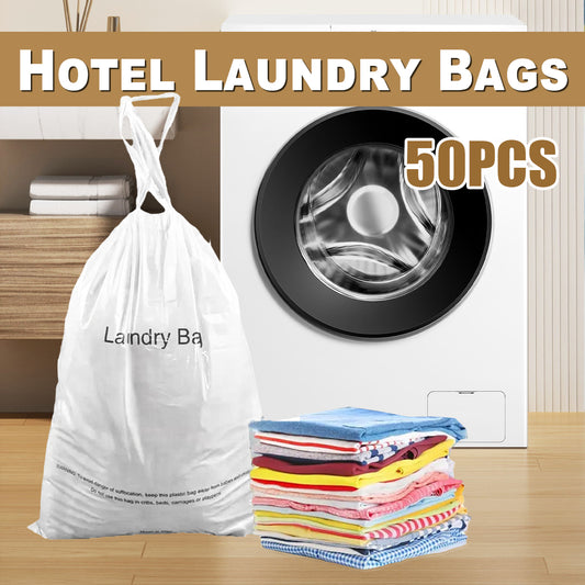 50pcs Disposable Hotel Laundry Bags with Drawstring for Travel and Home