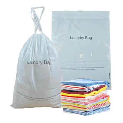 50pcs Disposable Hotel Laundry Bags with Drawstring for Travel and Home
