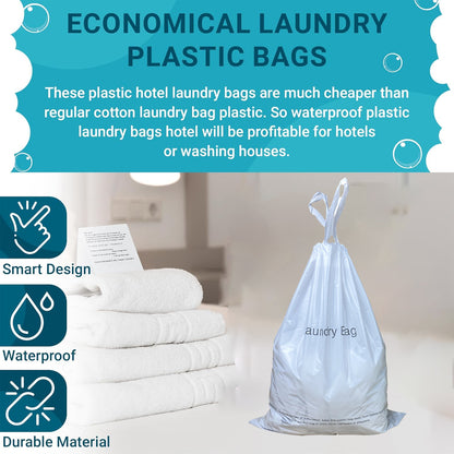 50pcs Disposable Hotel Laundry Bags with Drawstring for Travel and Home