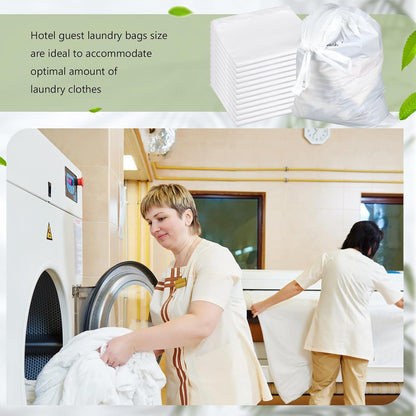 50pcs Disposable Hotel Laundry Bags with Drawstring for Travel and Home