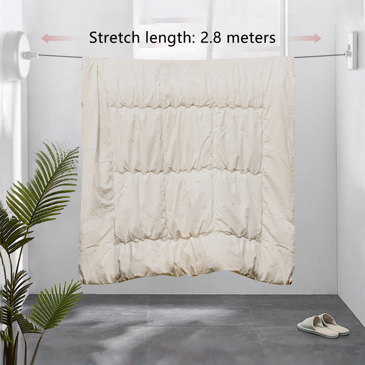 2.8m Stainless Retractable Clothesline Wall Mounted